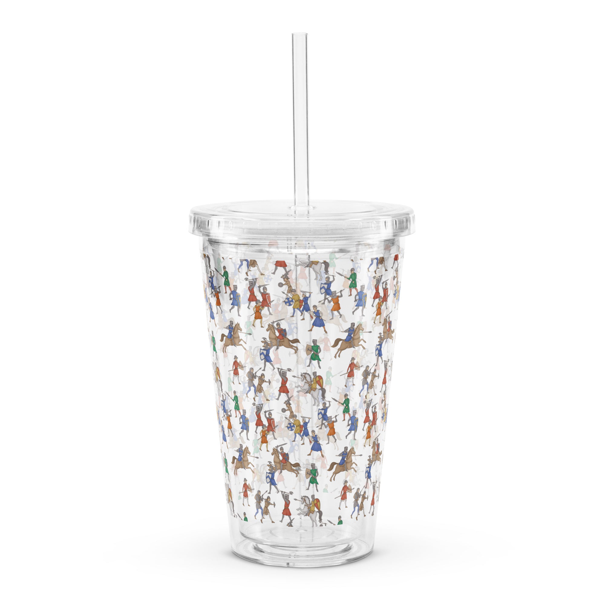 Medieval Battle Clear Plastic Tumbler