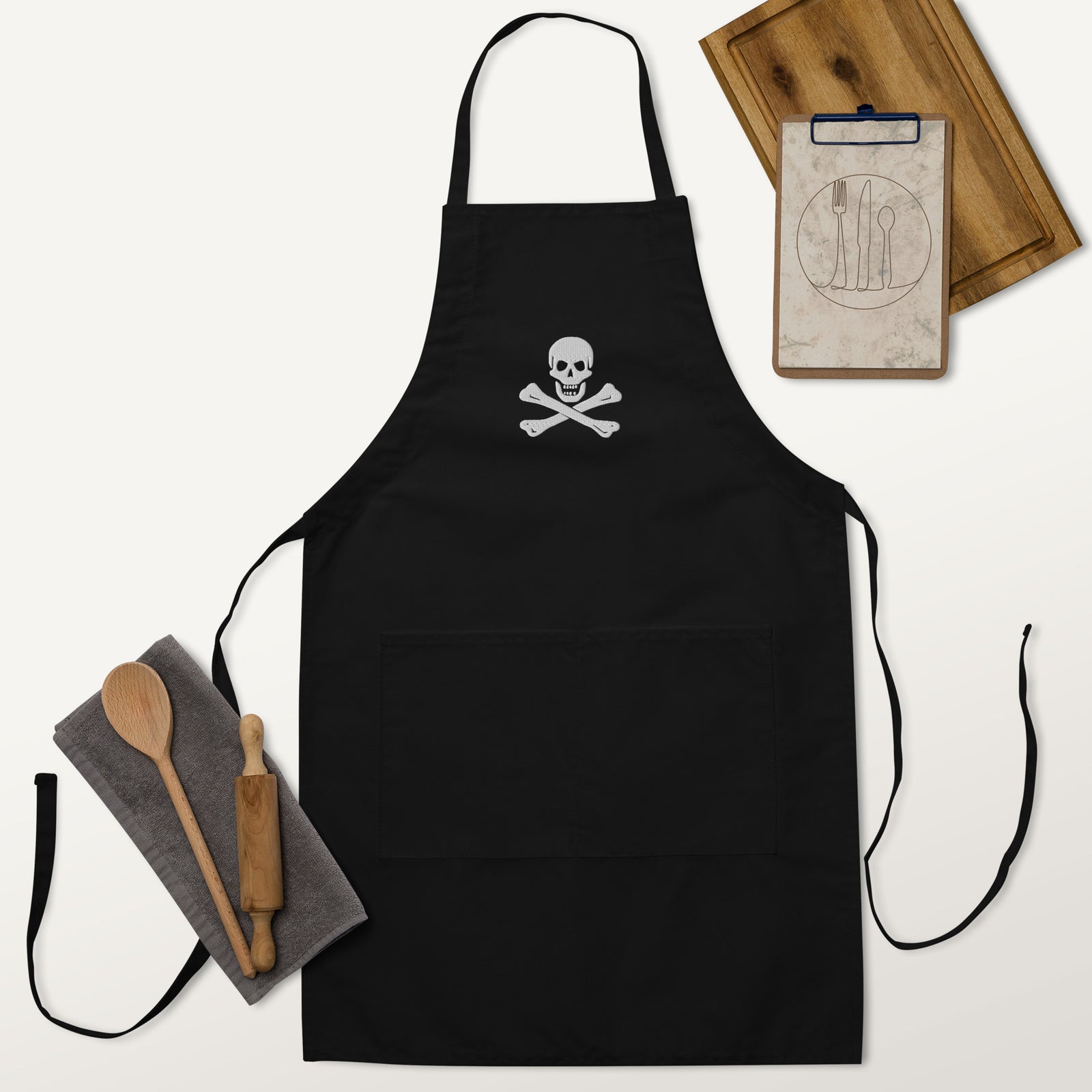 Jolly Roger Pirate Embroidered Apron