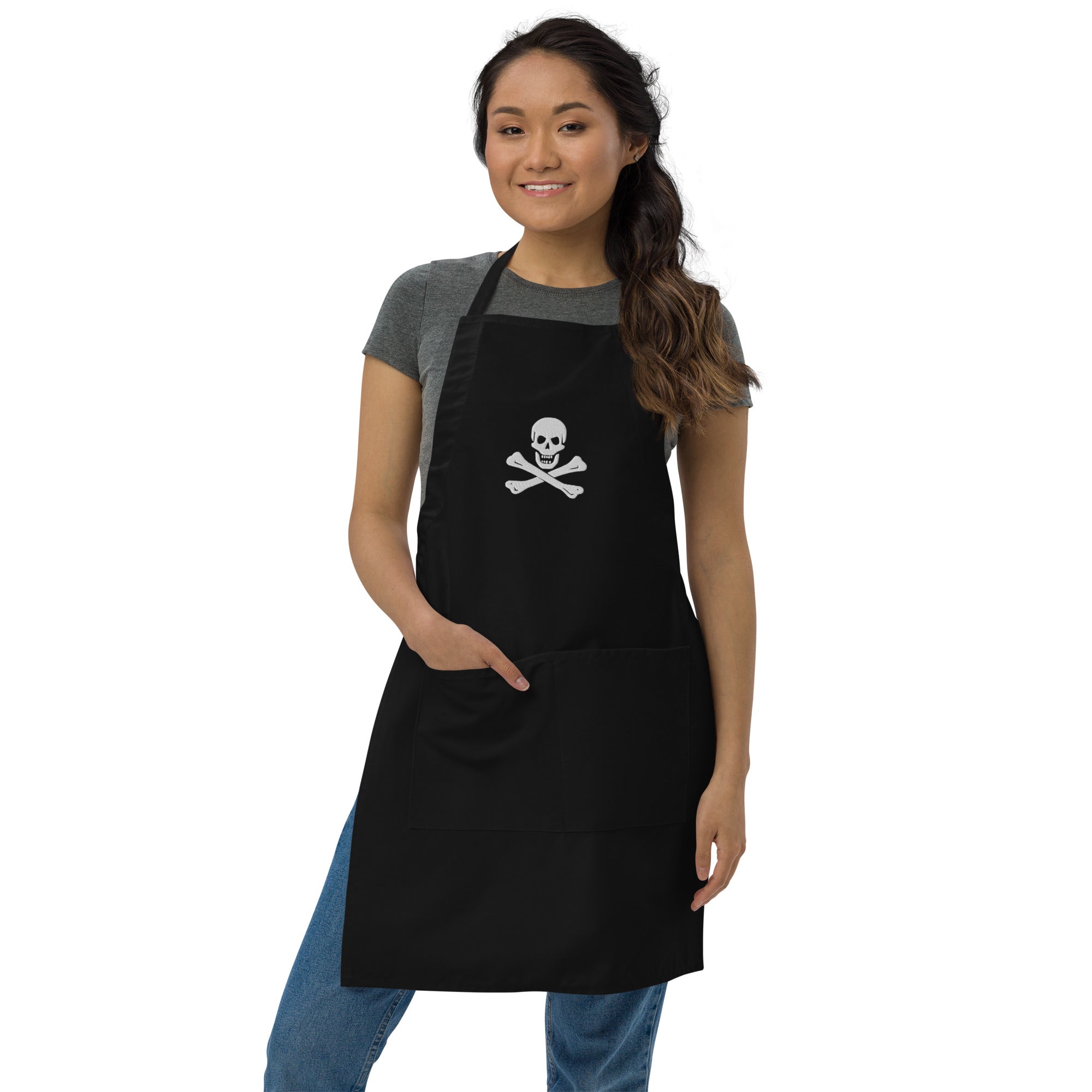 Jolly Roger Pirate Embroidered Apron