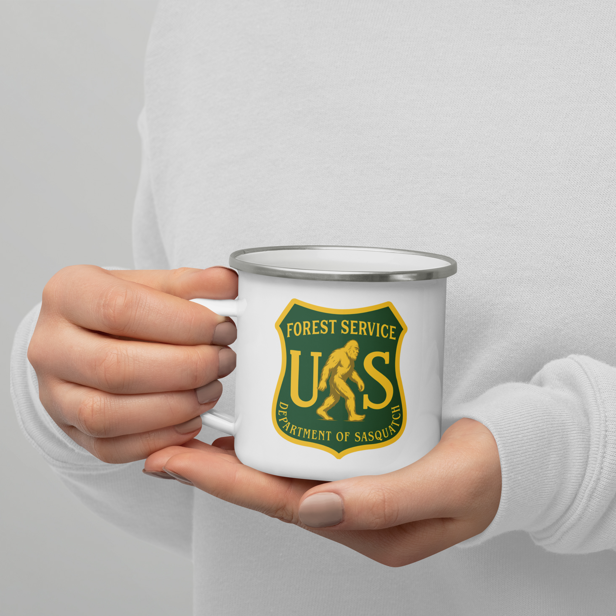 Department of Sasquatch Forest Service Enamel Mug