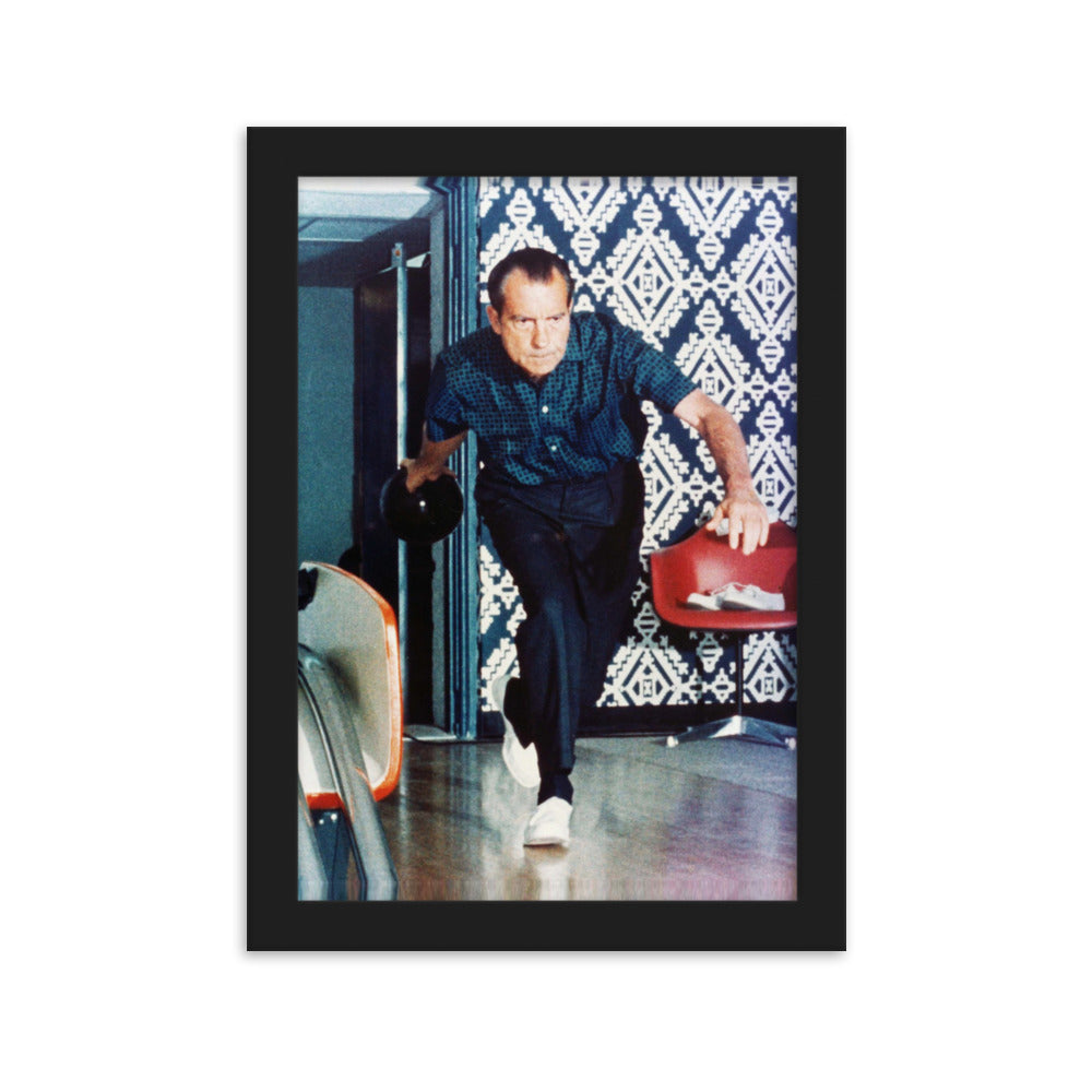 Nixon Bowling at the White House Framed Print