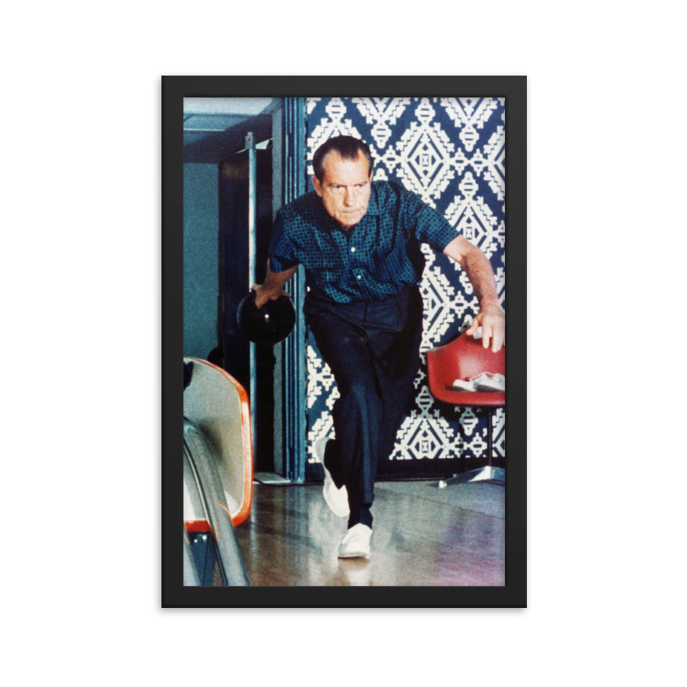 Nixon Bowling at the White House Framed Print