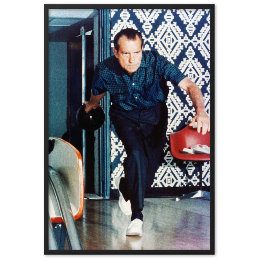 Nixon Bowling at the White House Framed Print