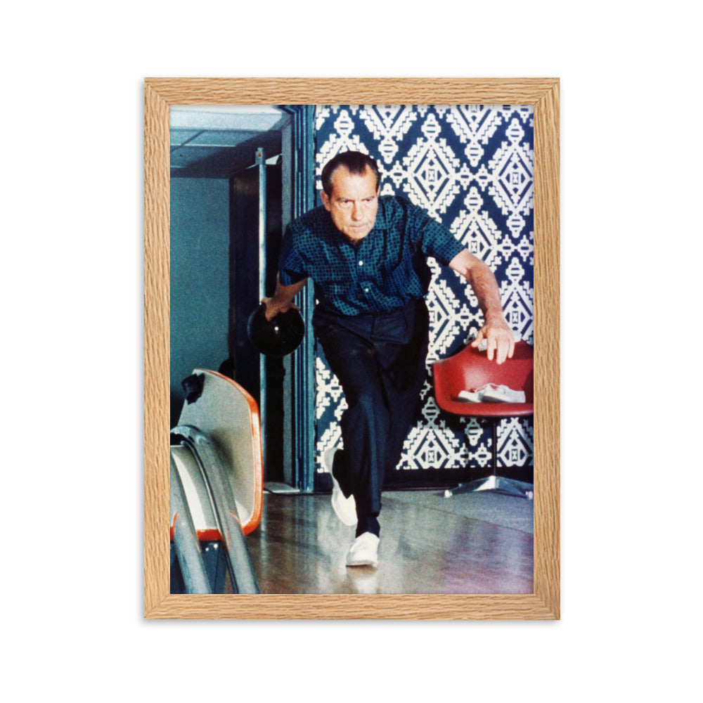 Nixon Bowling at the White House Framed Print