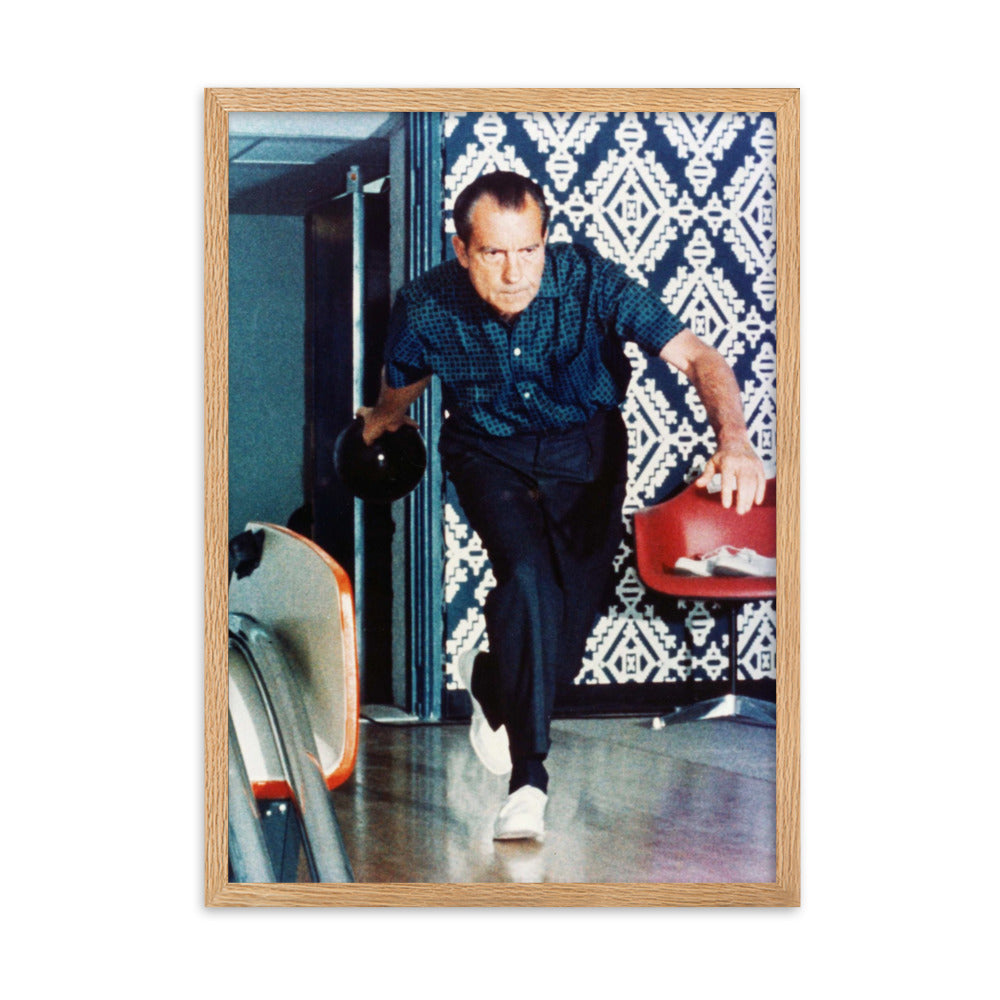 Nixon Bowling at the White House Framed Print