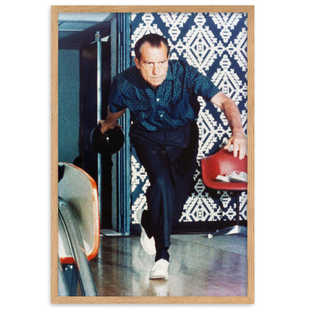 Nixon Bowling at the White House Framed Print