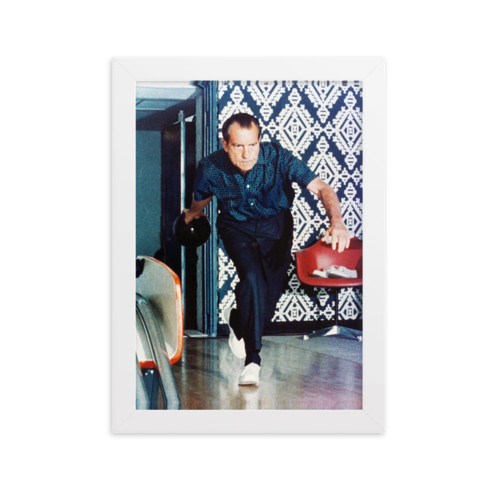 Nixon Bowling at the White House Framed Print