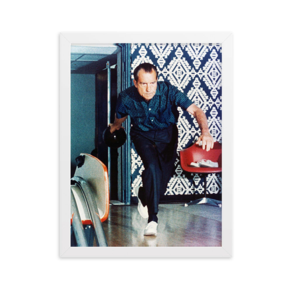 Nixon Bowling at the White House Framed Print