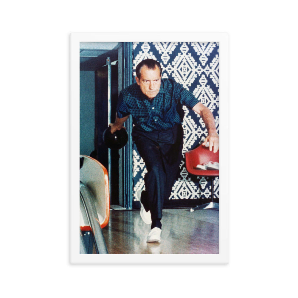 Nixon Bowling at the White House Framed Print