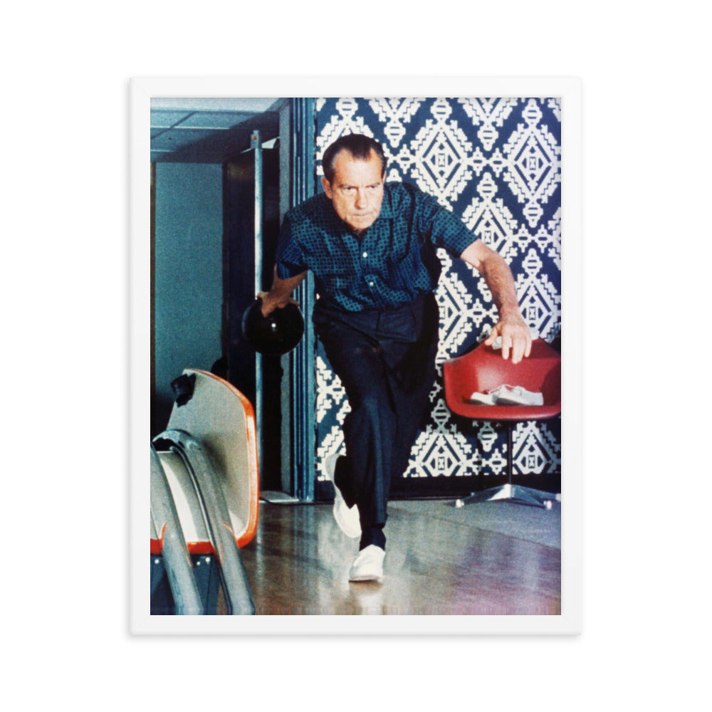 Nixon Bowling at the White House Framed Print