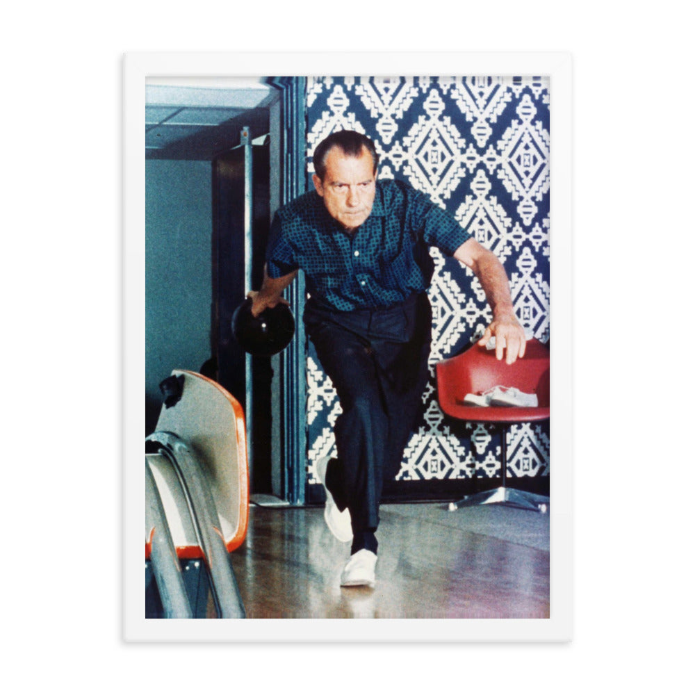 Nixon Bowling at the White House Framed Print