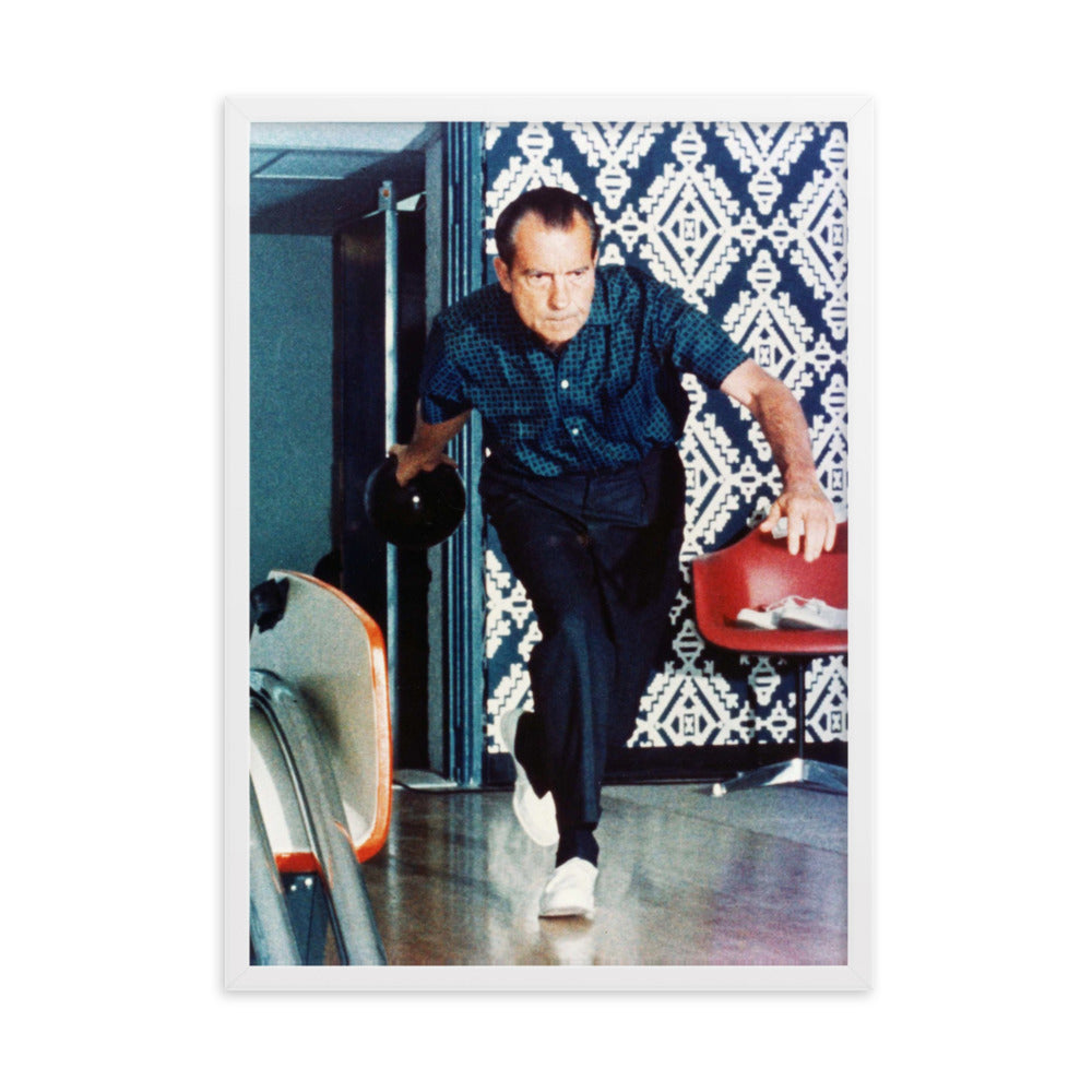 Nixon Bowling at the White House Framed Print