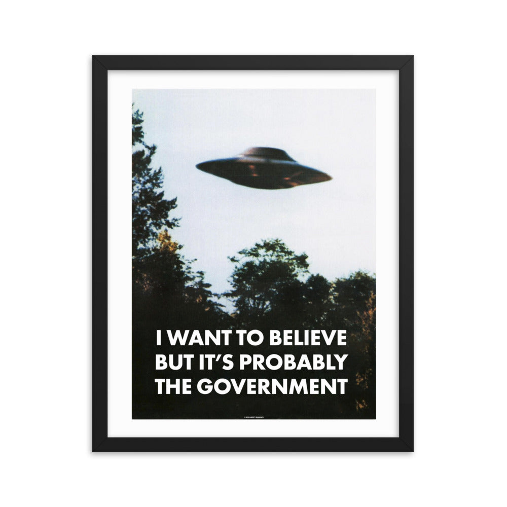 I Want To Believe But It's Probably the Government Framed poster