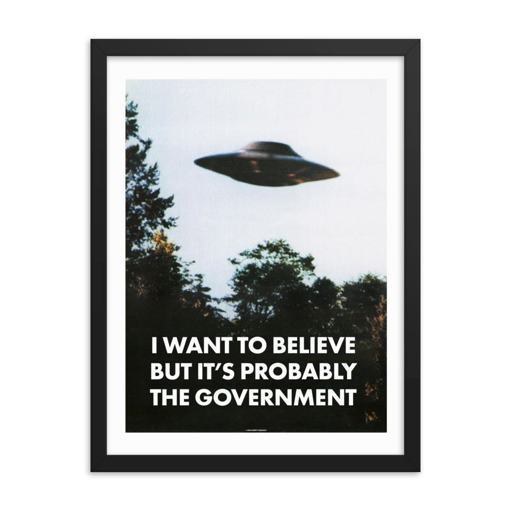 I Want To Believe But It&#39;s Probably the Government Framed poster