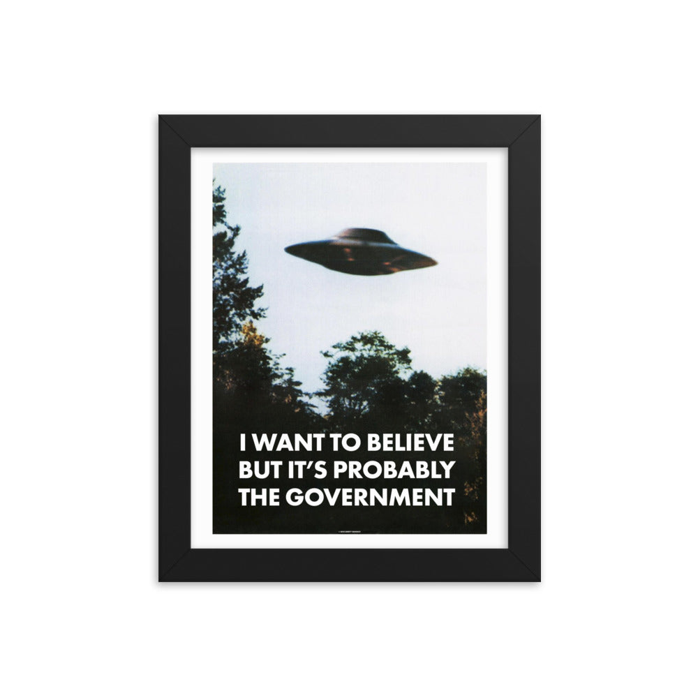 I Want To Believe But It's Probably the Government Framed poster