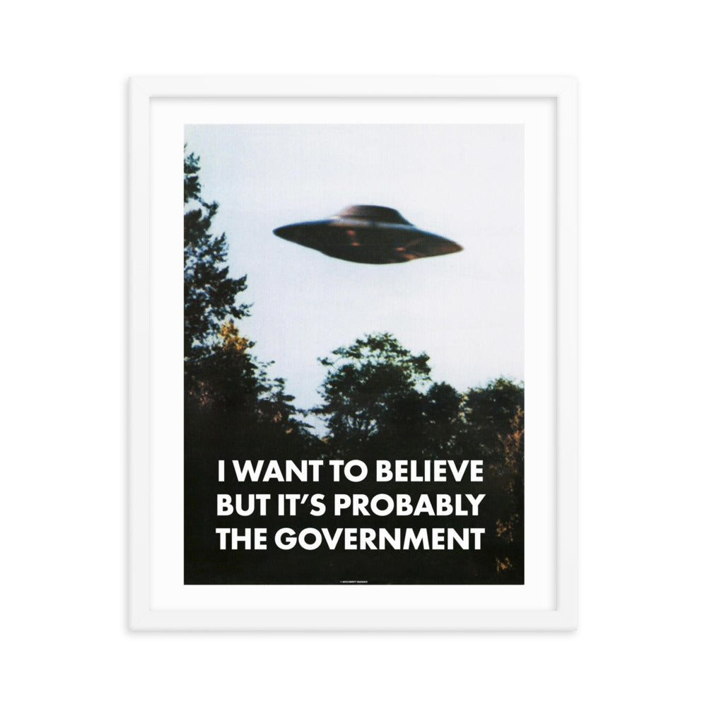 I Want To Believe But It's Probably the Government Framed poster