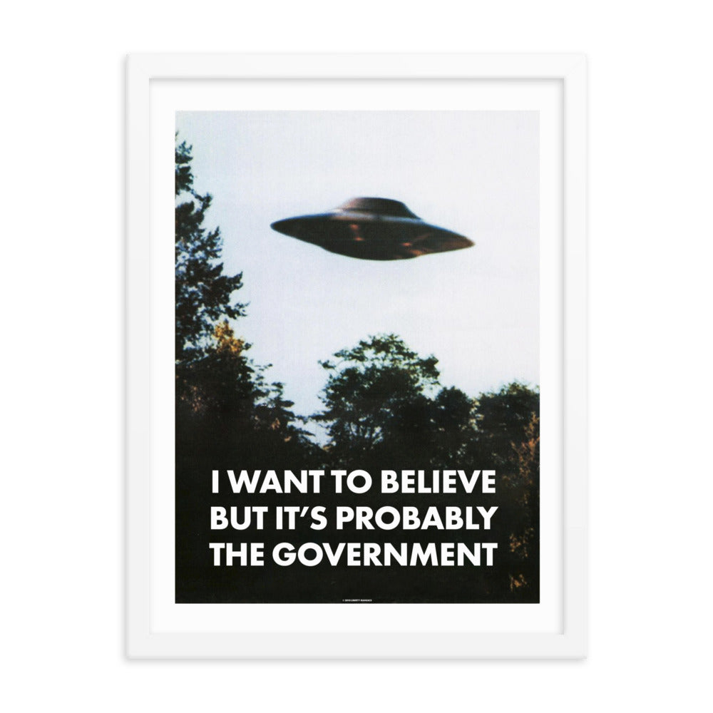 I Want To Believe But It's Probably the Government Framed poster