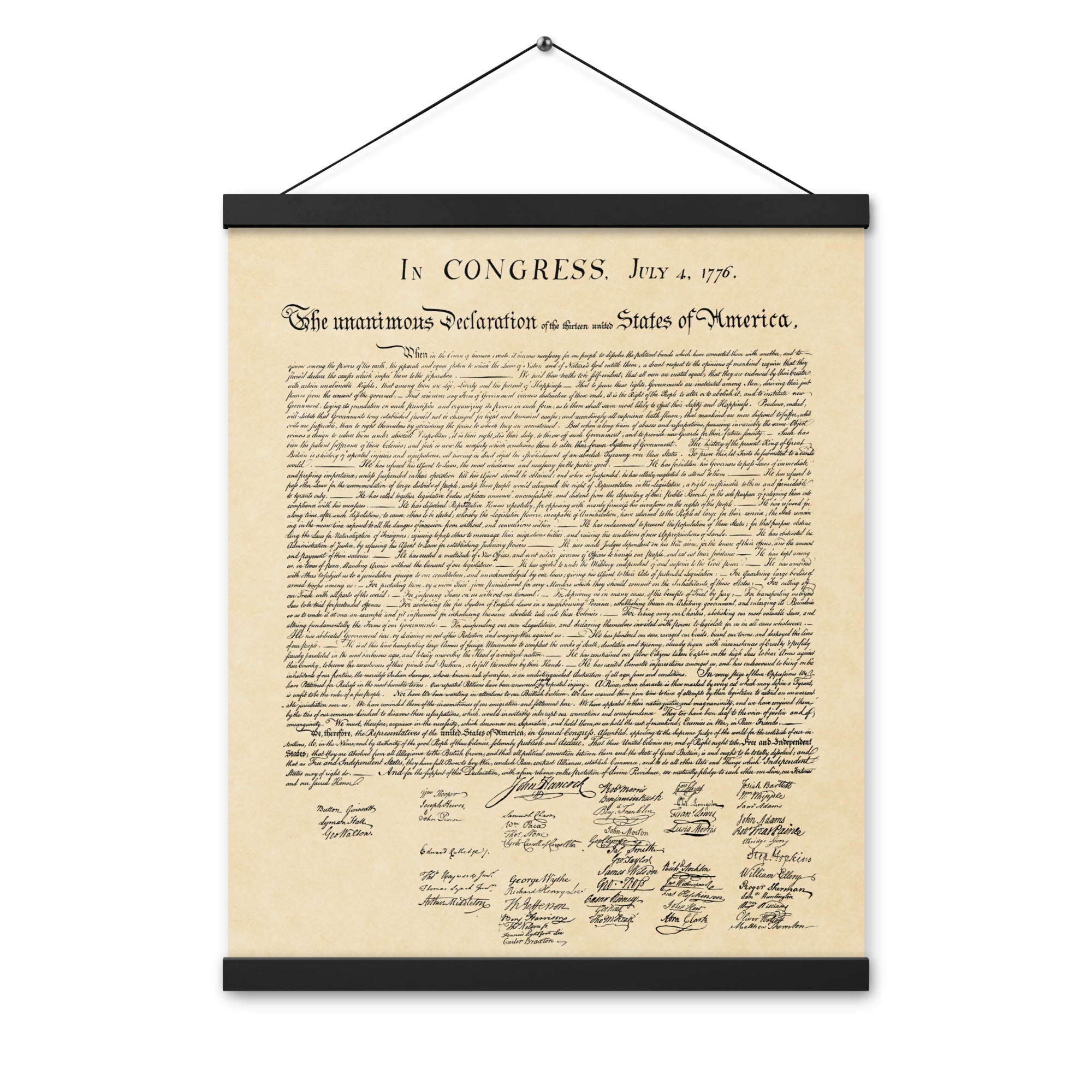 Declaration of Independence Print with Hangers