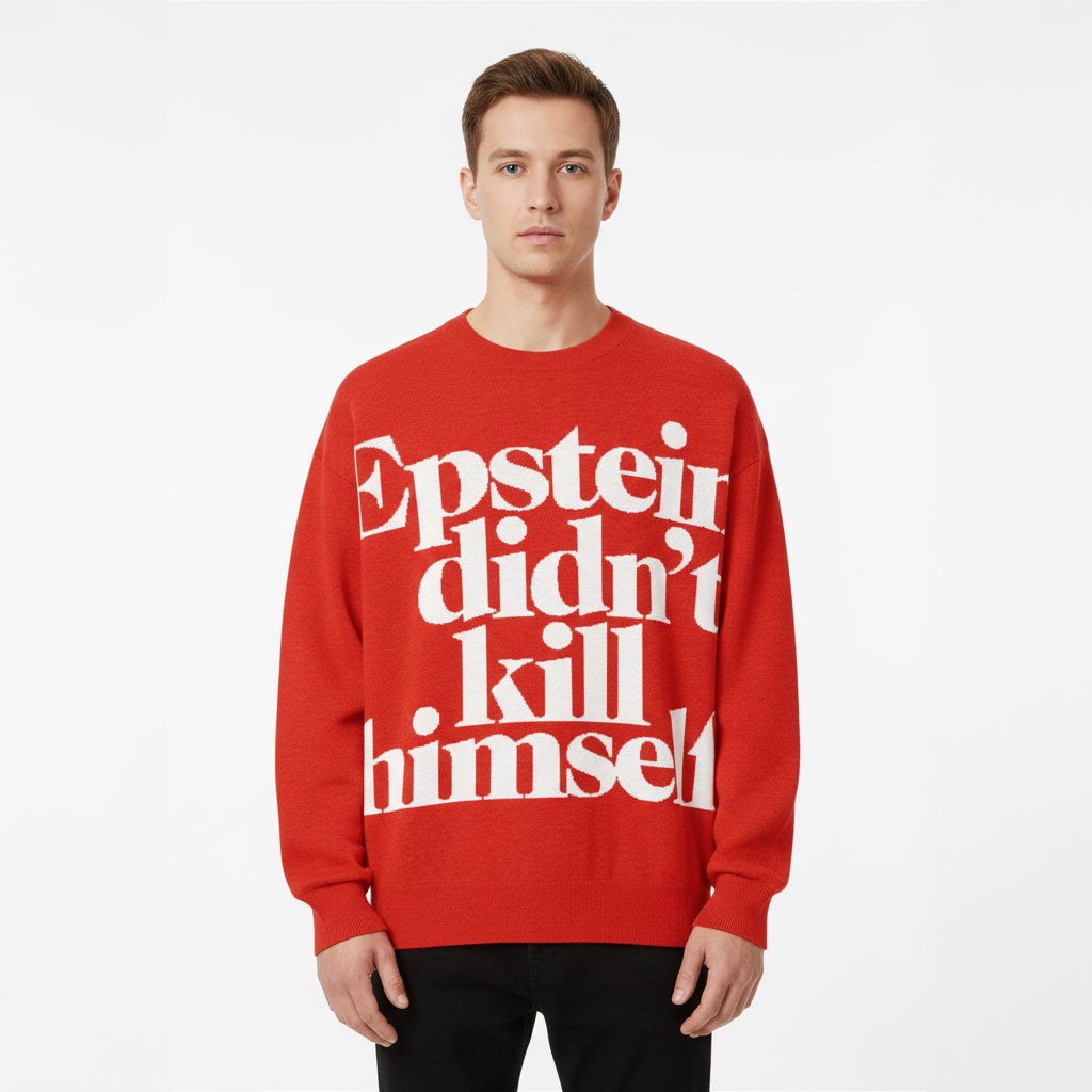 Epstein Didn&#39;t Kill Himself Relaxed Fit Knitted Crew Neck Sweater