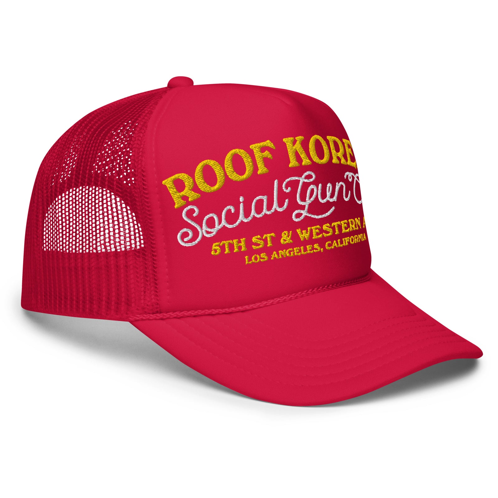 Roof Korean Social Gun Club Foam Trucker Hat