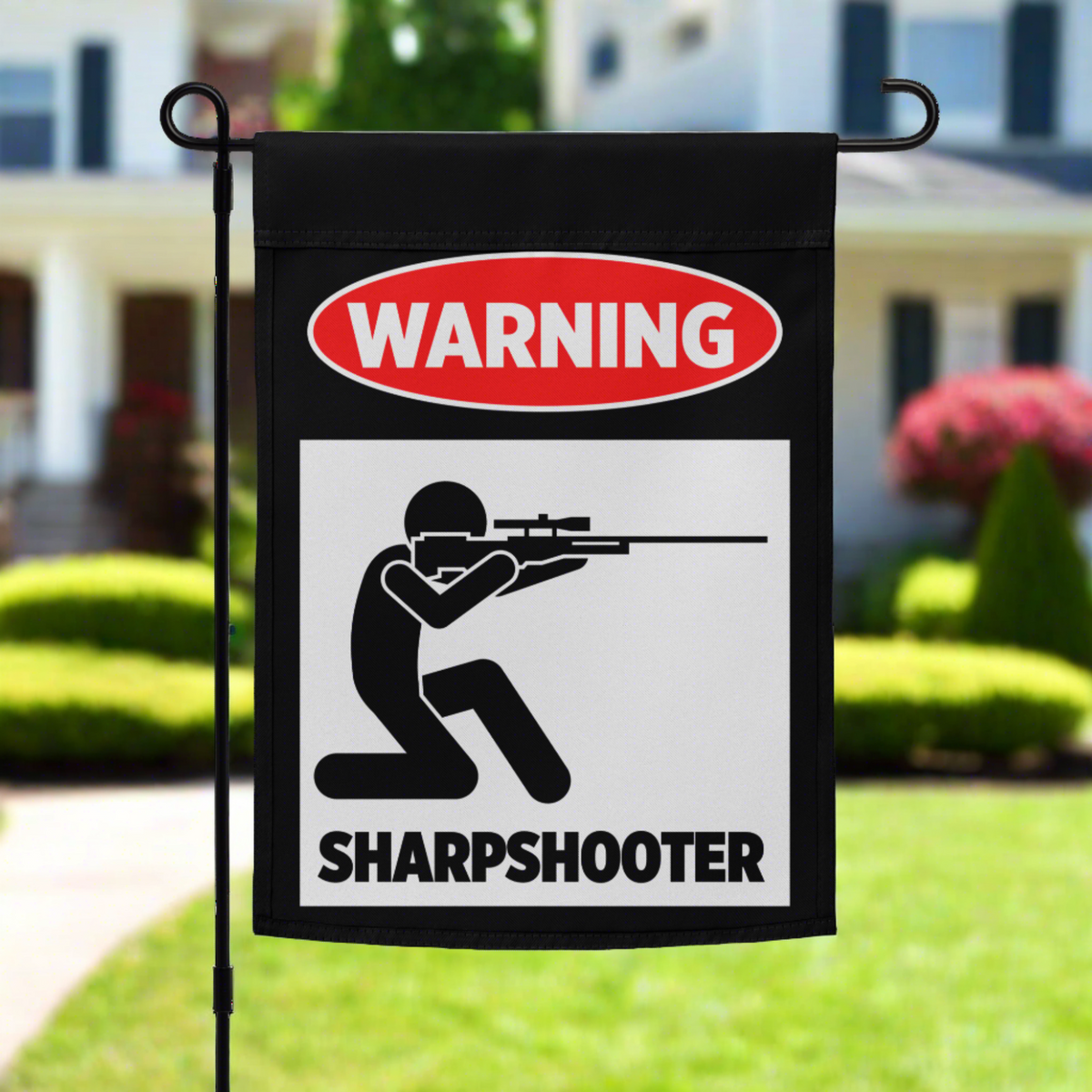 Sharpshooter Warning Garden flag
