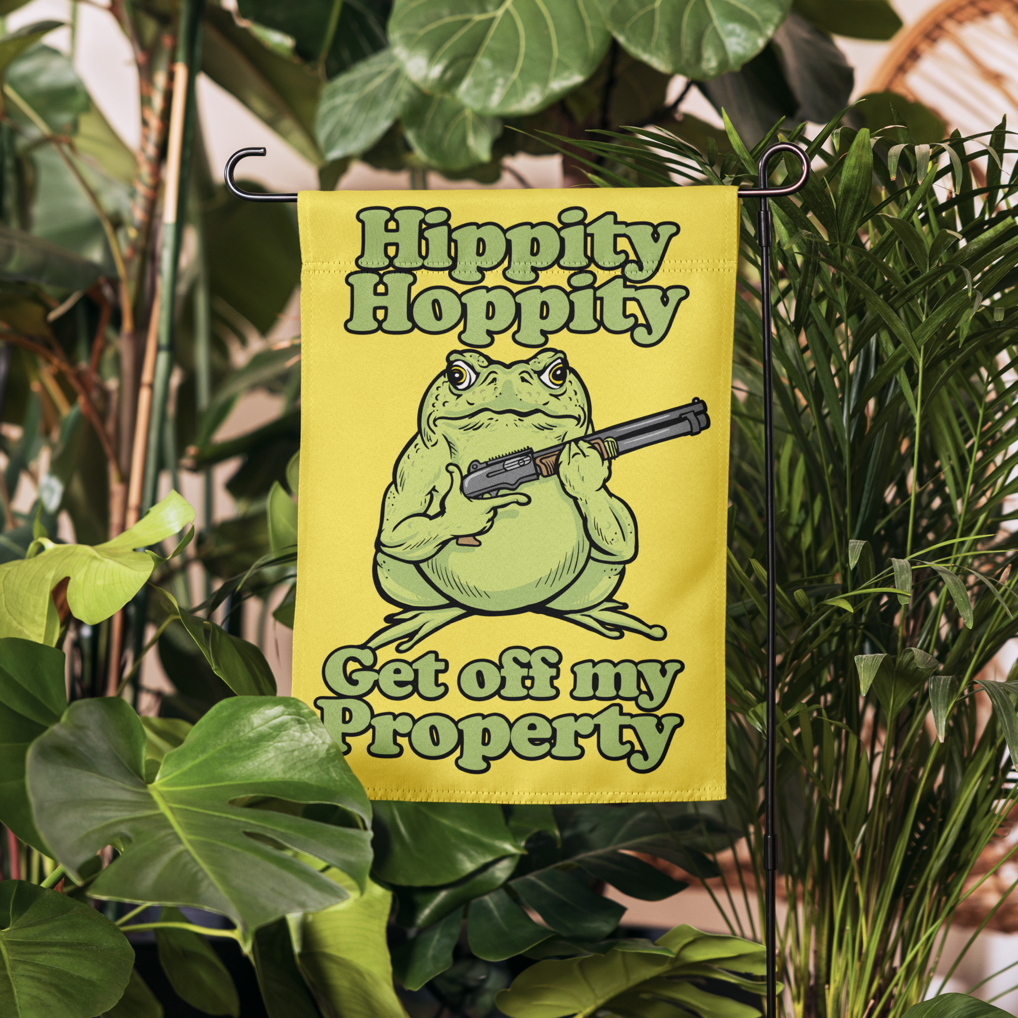 Hippity Hoppity Get off My Property Garden flag