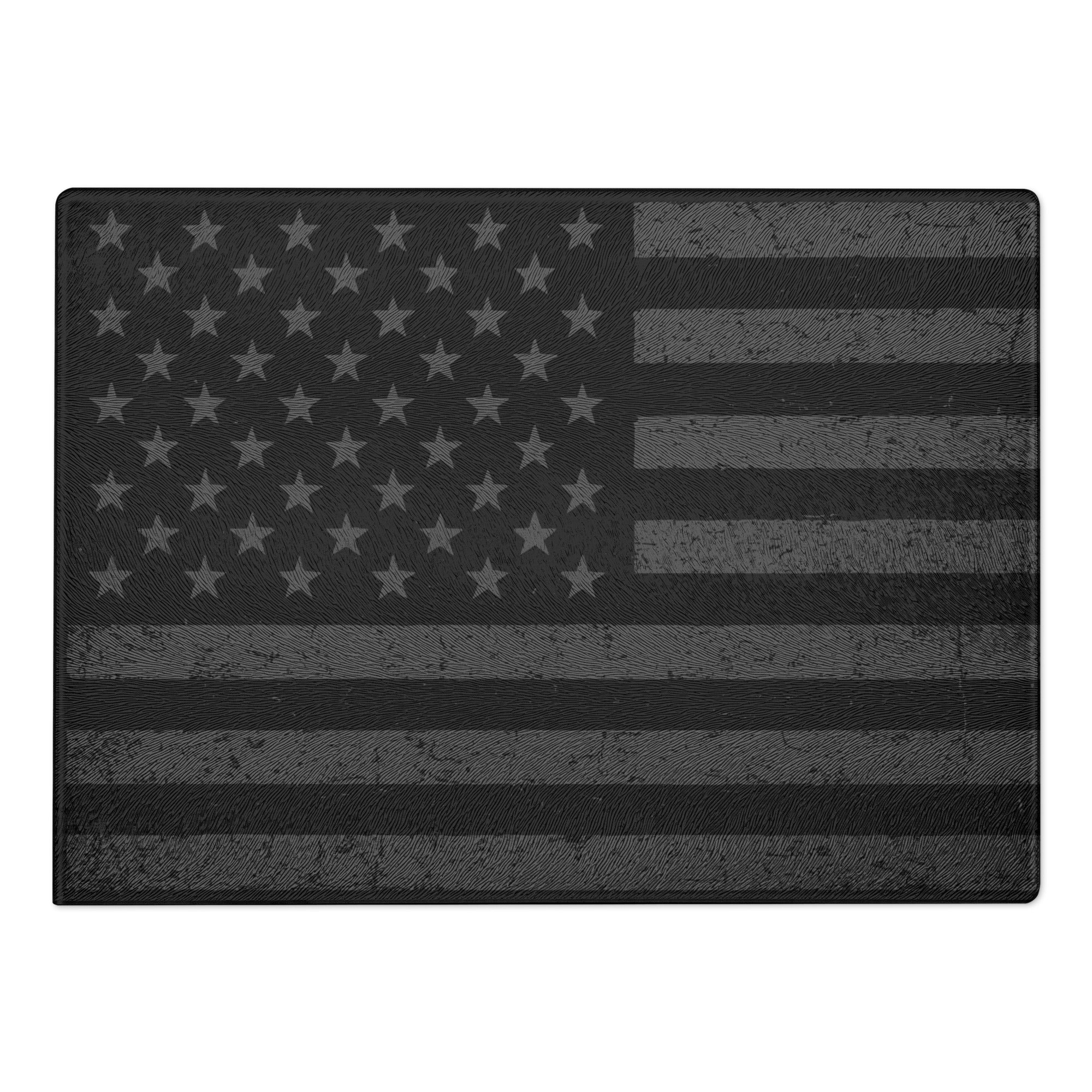 Stars and Bars Black Glass Cutting Board