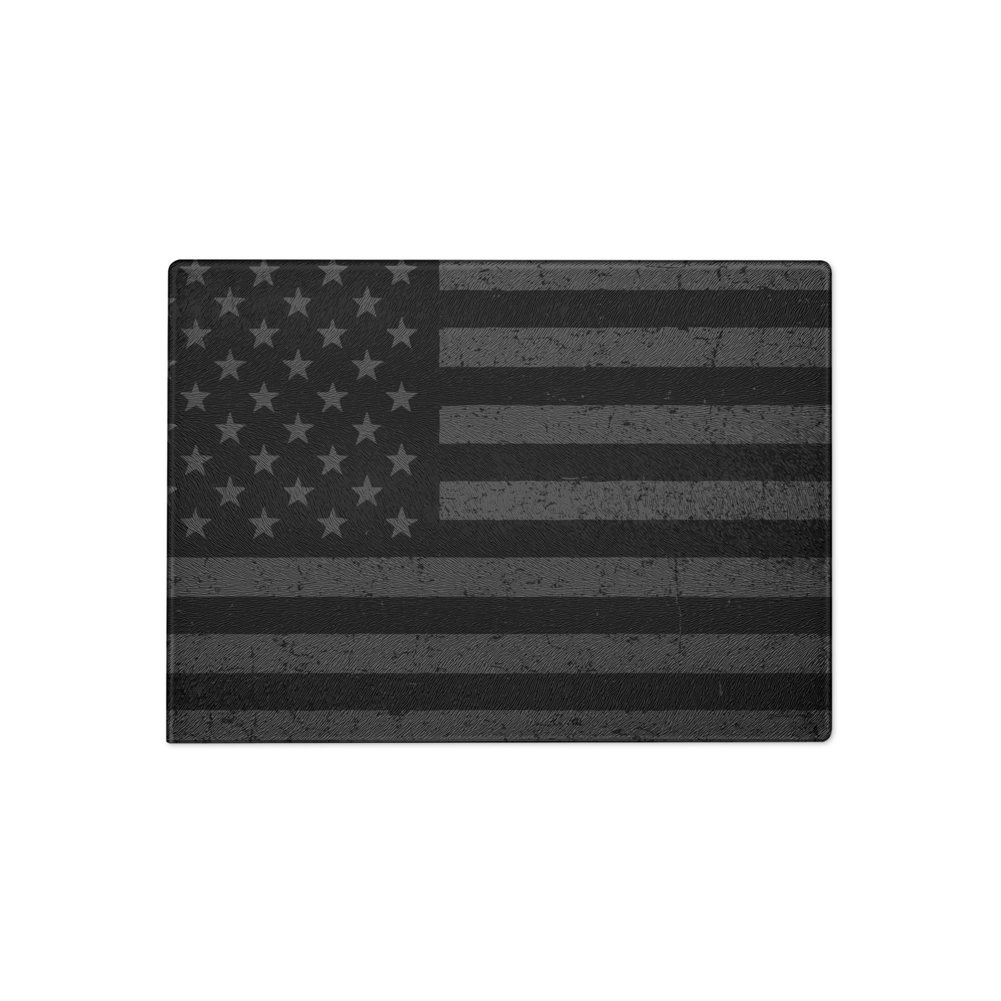 Stars and Bars Black Glass Cutting Board