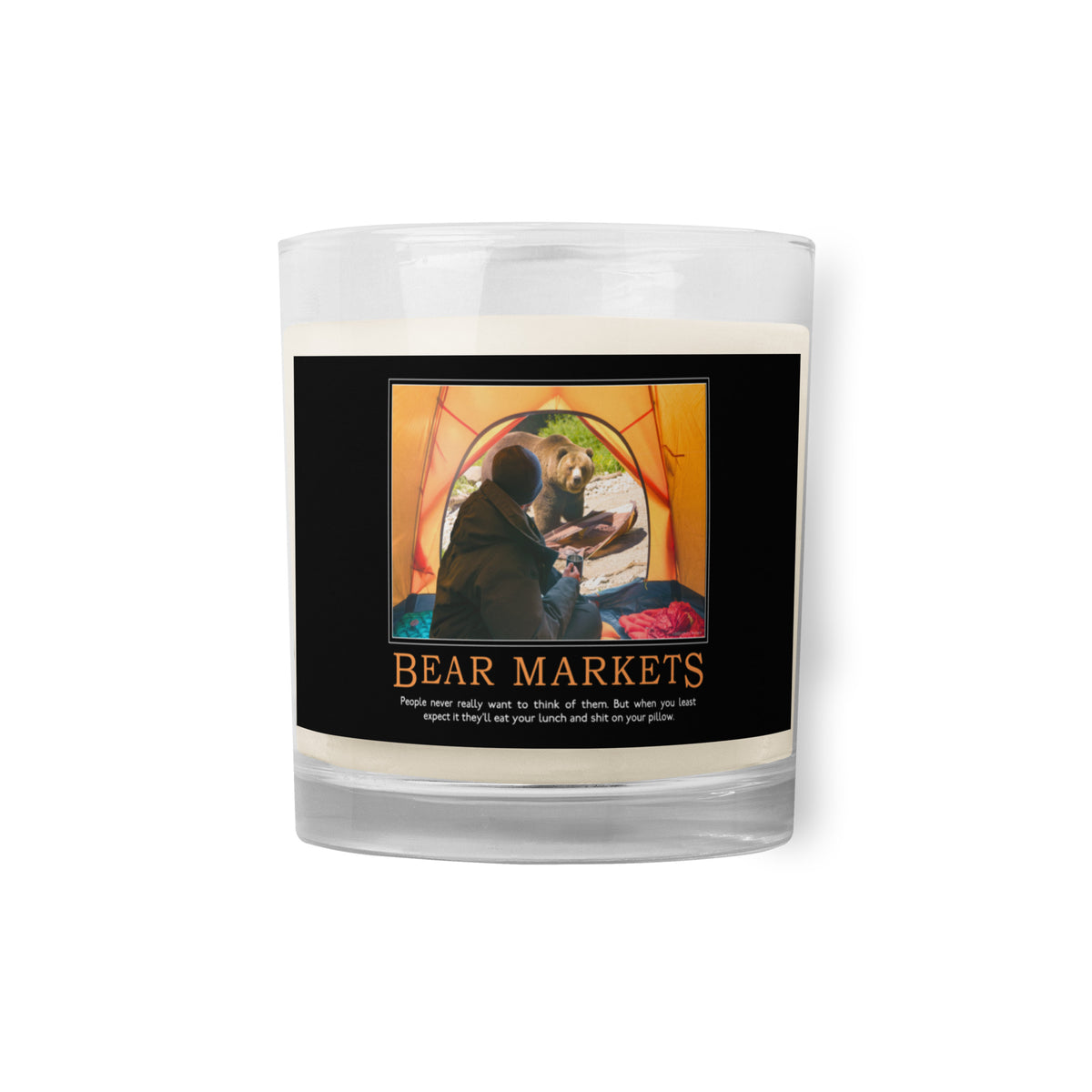 Bear Markets Demotivational Glass Jar Soy Wax Candle