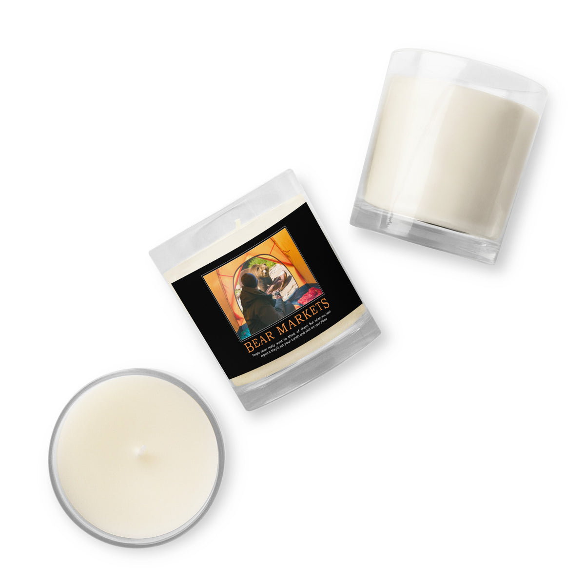 Bear Markets Demotivational Glass Jar Soy Wax Candle