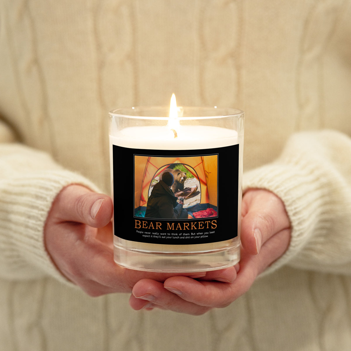 Bear Markets Demotivational Glass Jar Soy Wax Candle