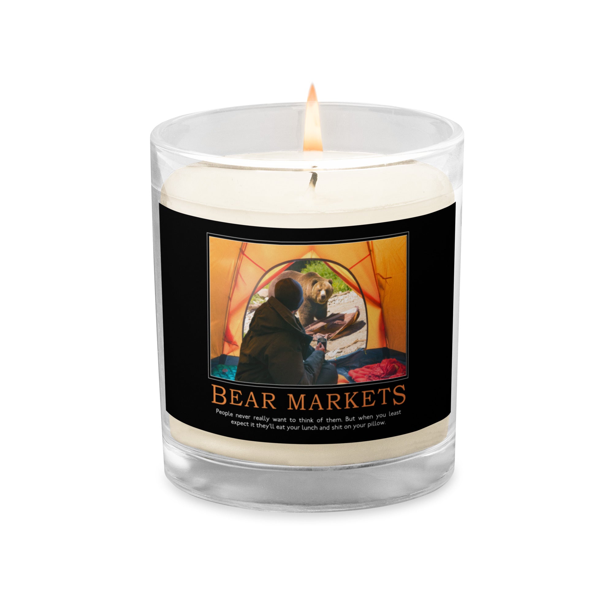 Bear Markets Demotivational Glass Jar Soy Wax Candle