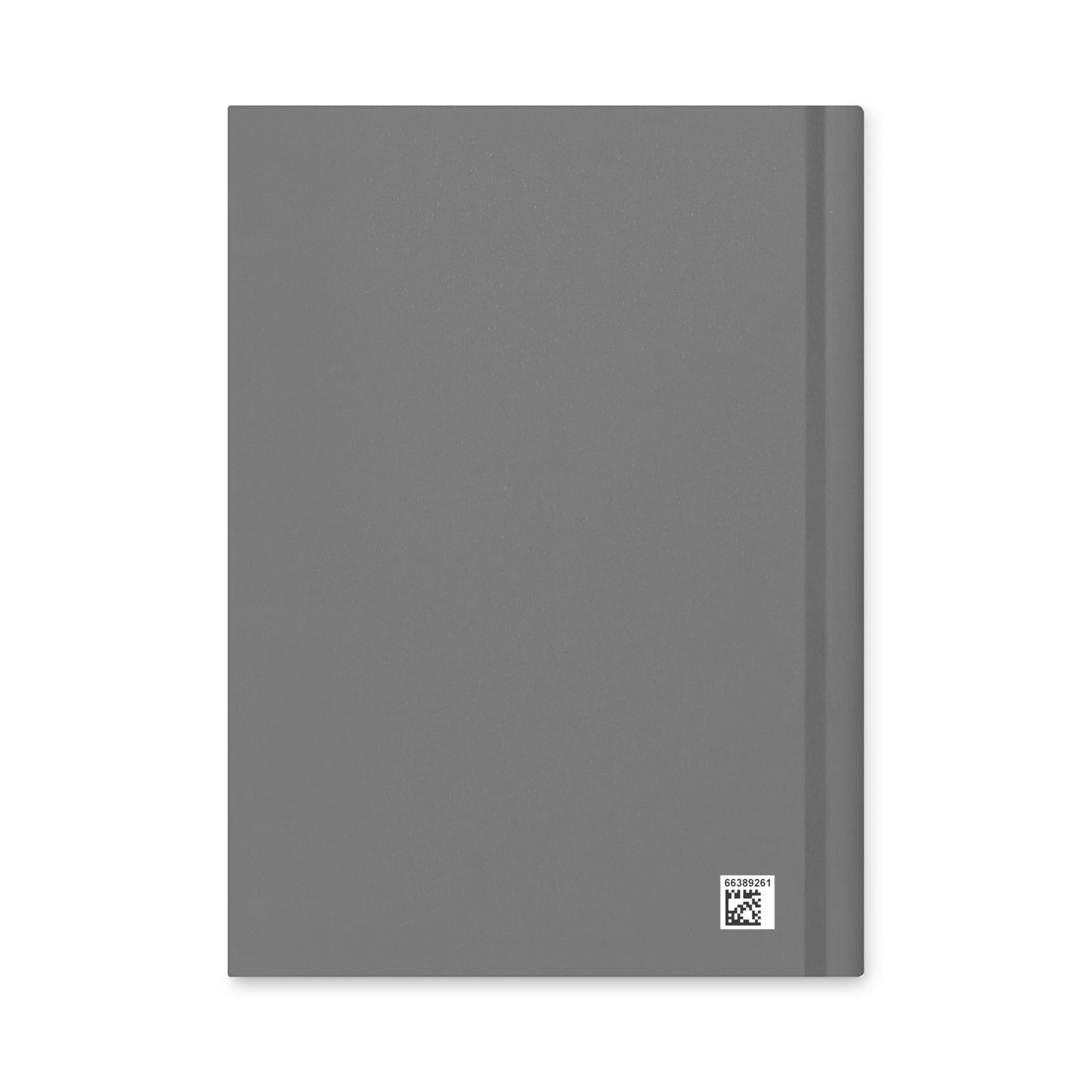A minimalist gray hardcover notebook with a slim elastic closure band and a small white square logo at the bottom right corner, shown on a clean white background.