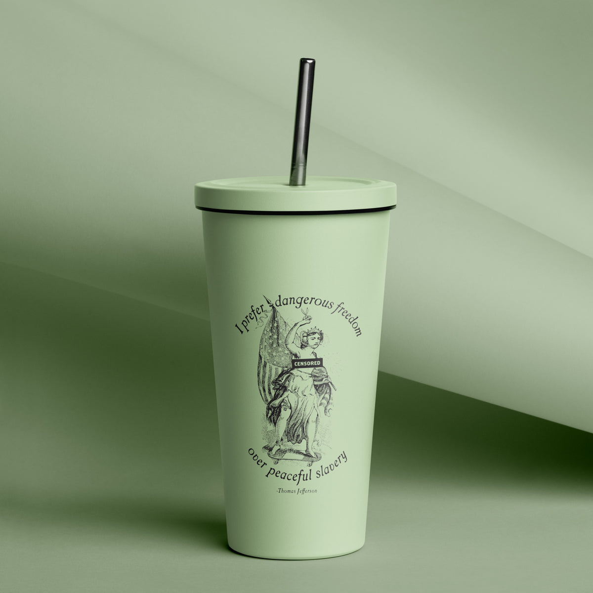 Dangerous Freedom Insulated Tumbler with a Straw