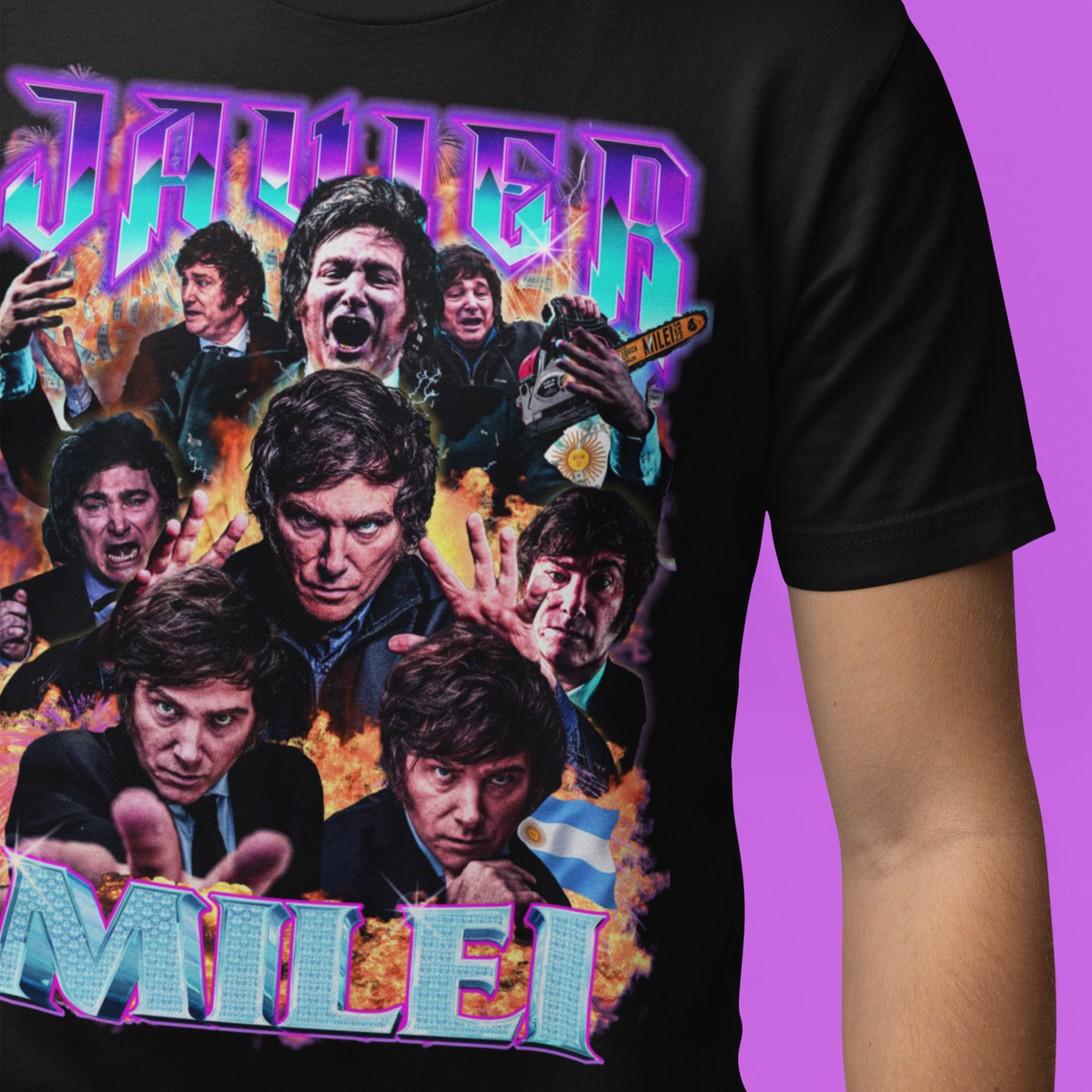 Javier Milei 90s Bootleg Graphic T-Shirt
