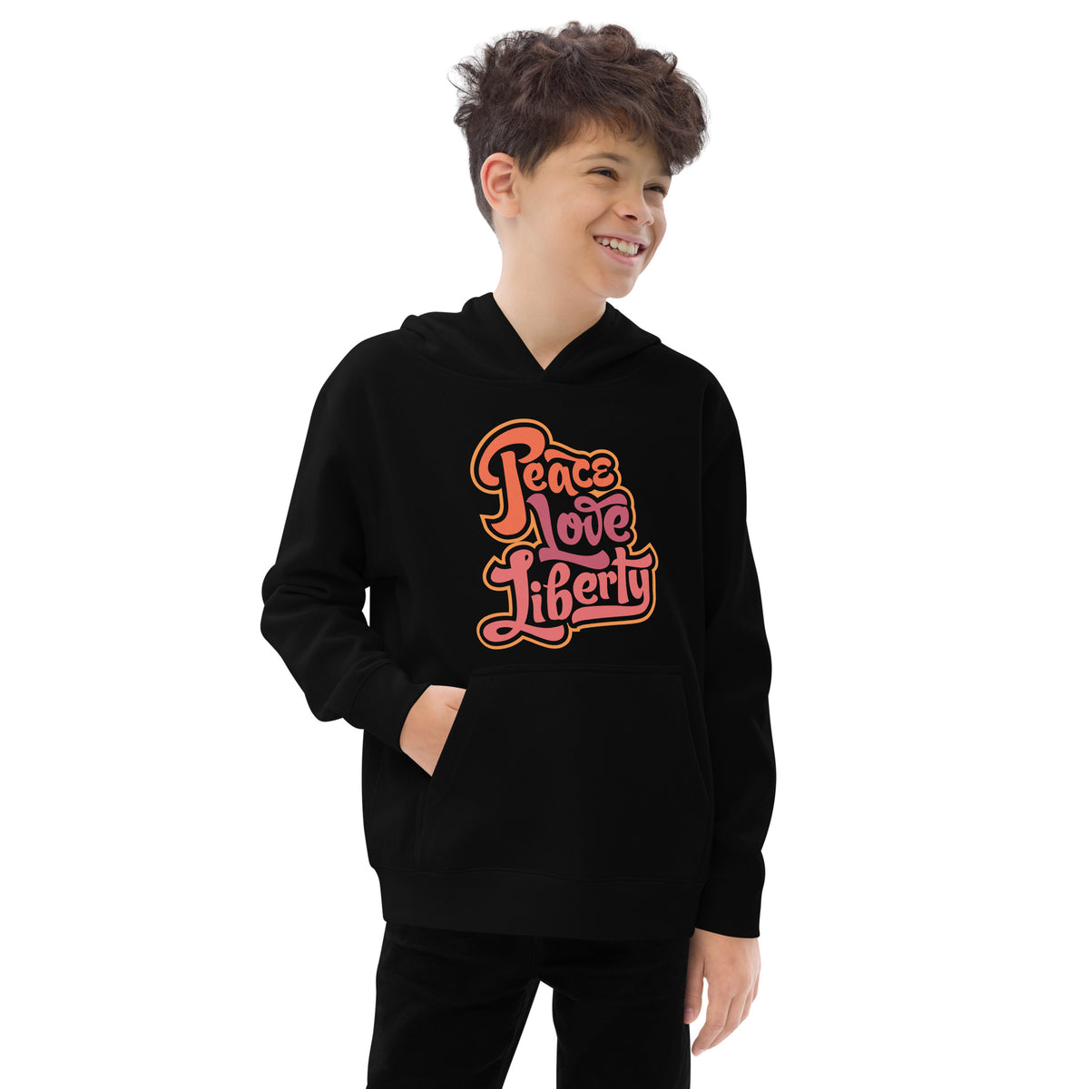 Peace Love Liberty Kids fleece hoodie