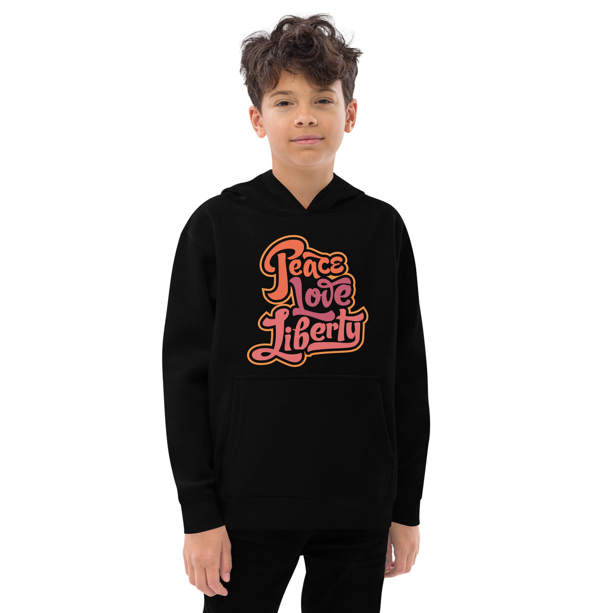 Peace Love Liberty Kids fleece hoodie