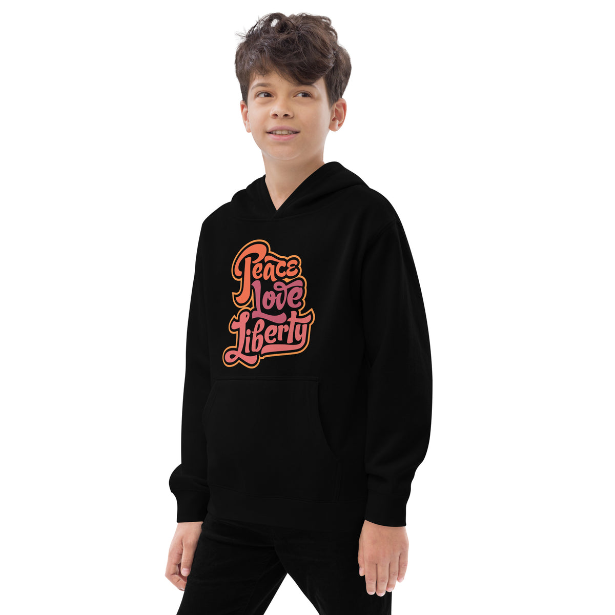 Peace Love Liberty Kids fleece hoodie