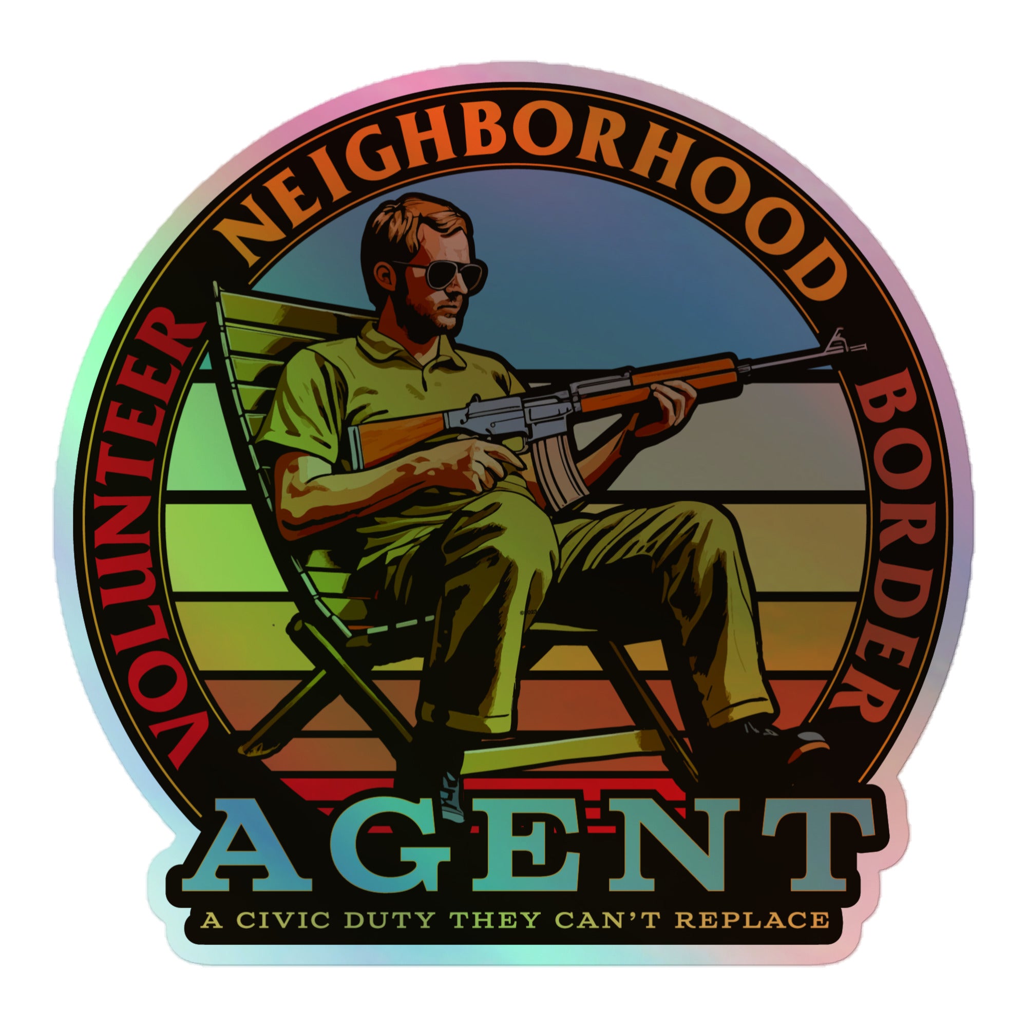 Volunteer Neighborhood Border Agent Holographic Stickers