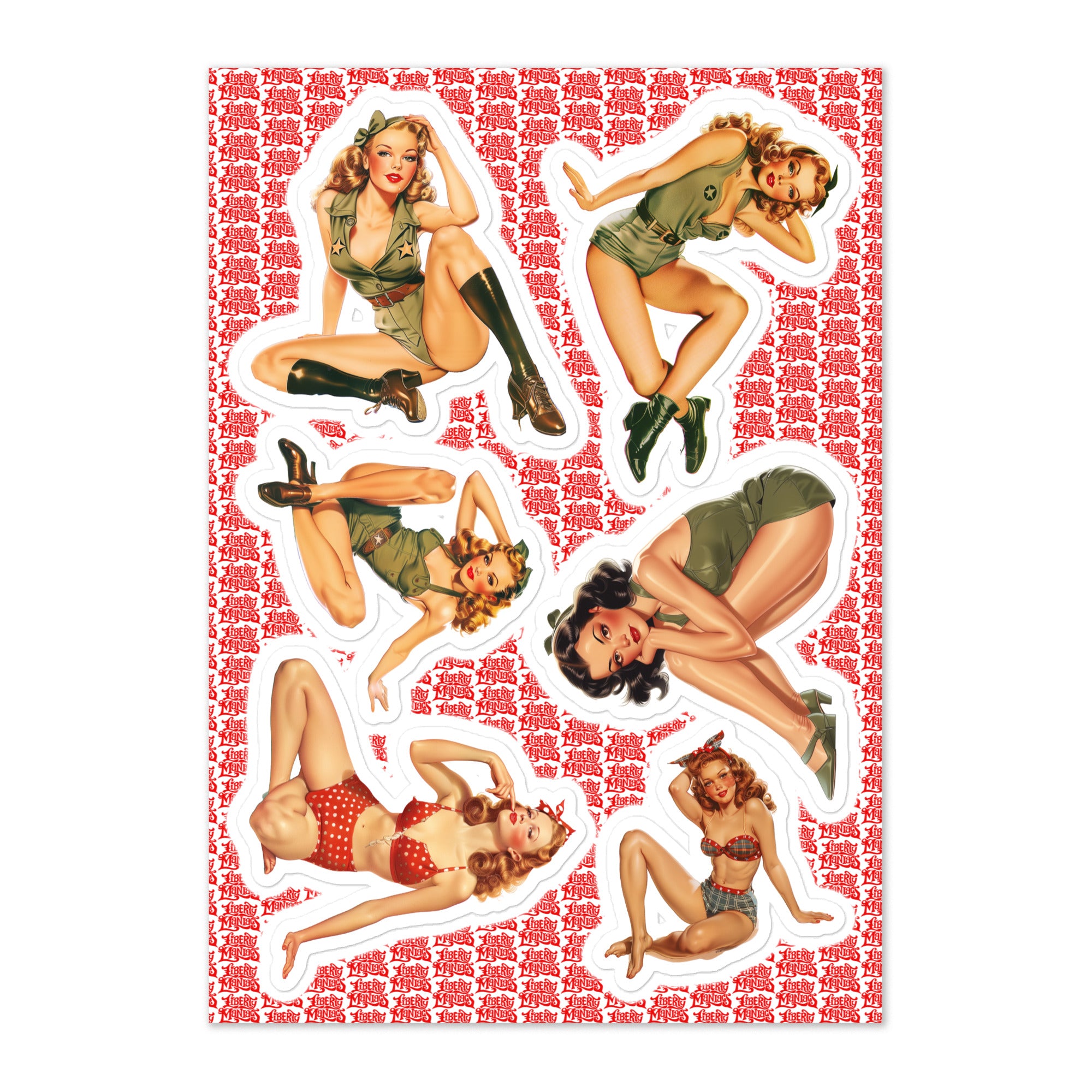 WW2 Pin Up Girl Sticker Sheet Set 1