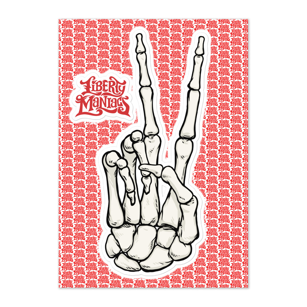 Bone Hand Peace Sign Sticker