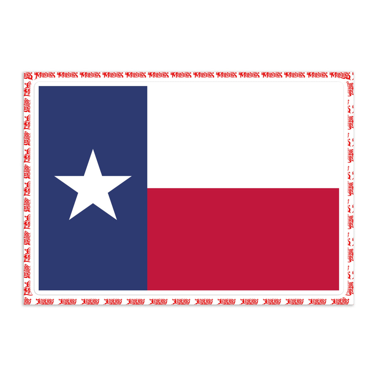 A jumbo 5.83″×8.27″ Texas flag sticker with red and blue colors and a white star on a white background.