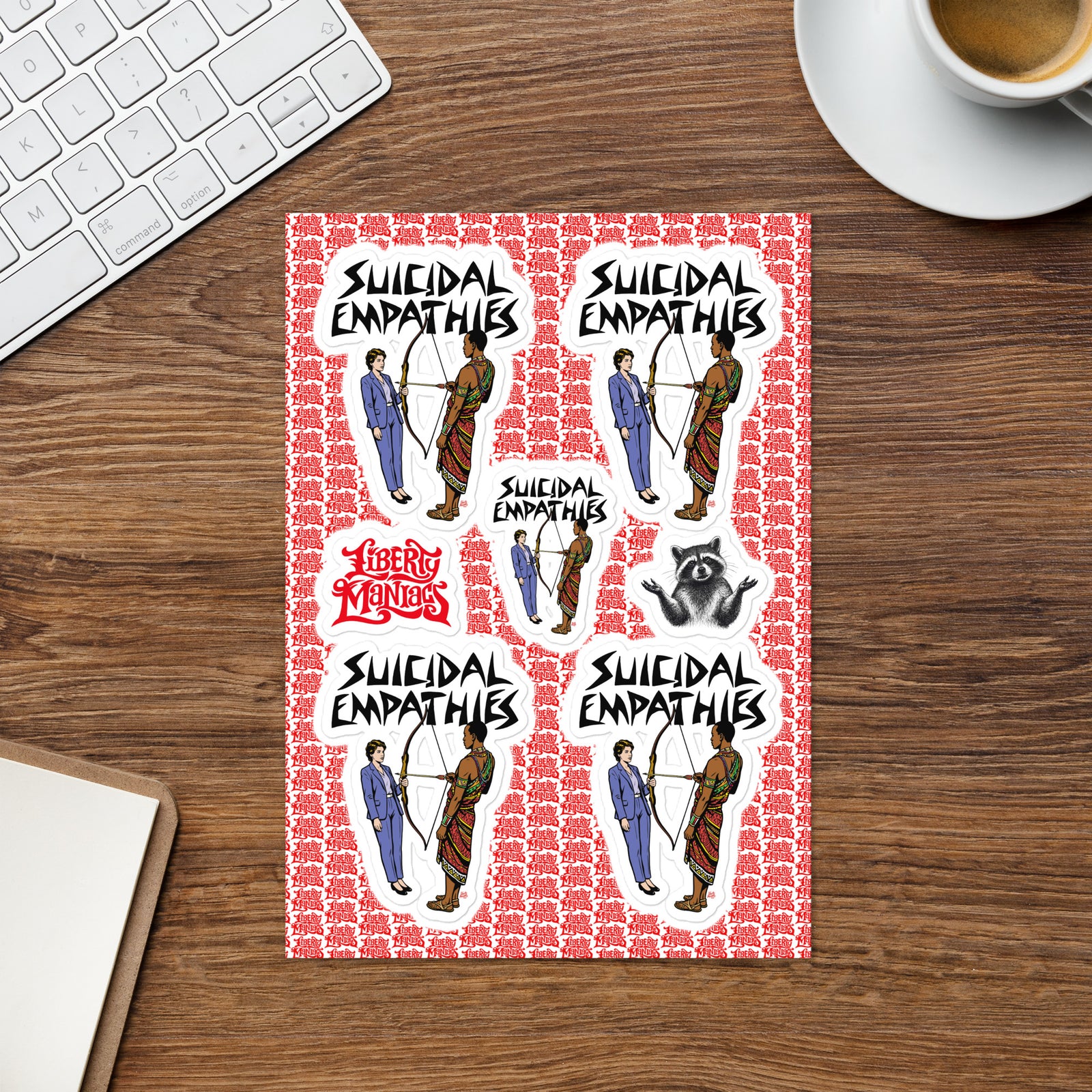 Suicidal Empathies satire sticker pack. Made in the USA by Liberty Maniacs.