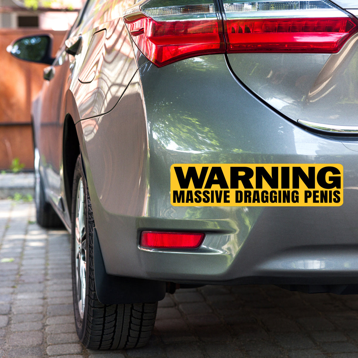 Warning Massive Dragging Penis Jumbo Bumper Sticker