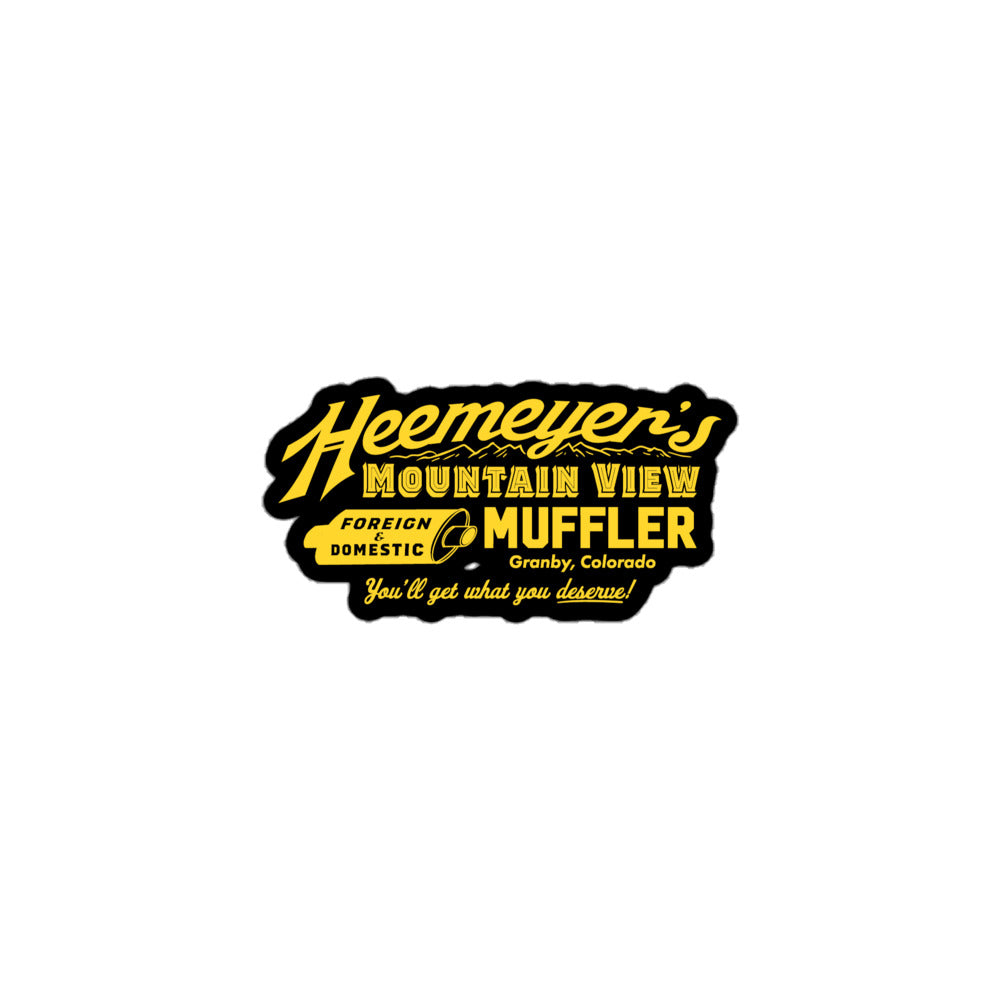 Heemeyer's Mountain View Muffler Black Sticker