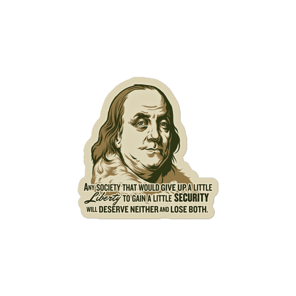 Ben Franklin Liberty and Security Quote Sticker