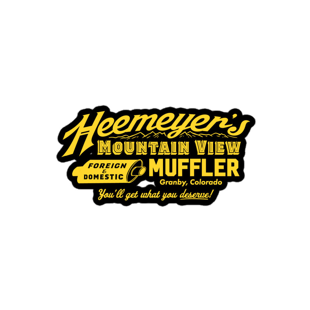 Heemeyer's Mountain View Muffler Black Sticker