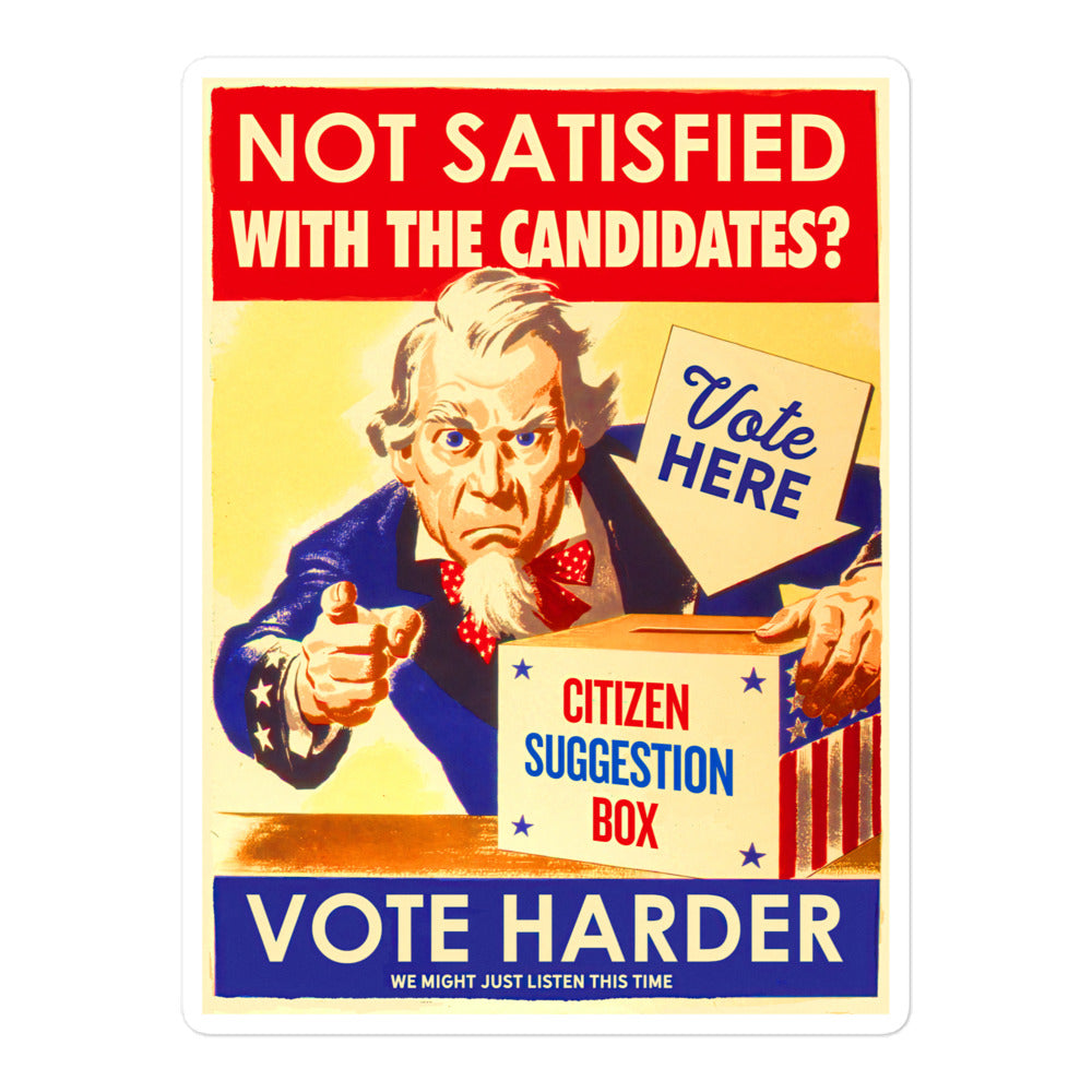 Uncle Sam Vote Harder Sticker