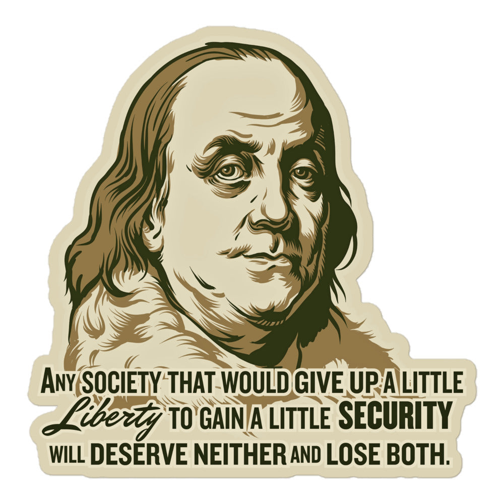 Ben Franklin Liberty and Security Quote Sticker