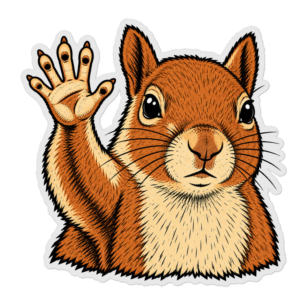Squirrel Waving Bye I'm Cooked Sticker